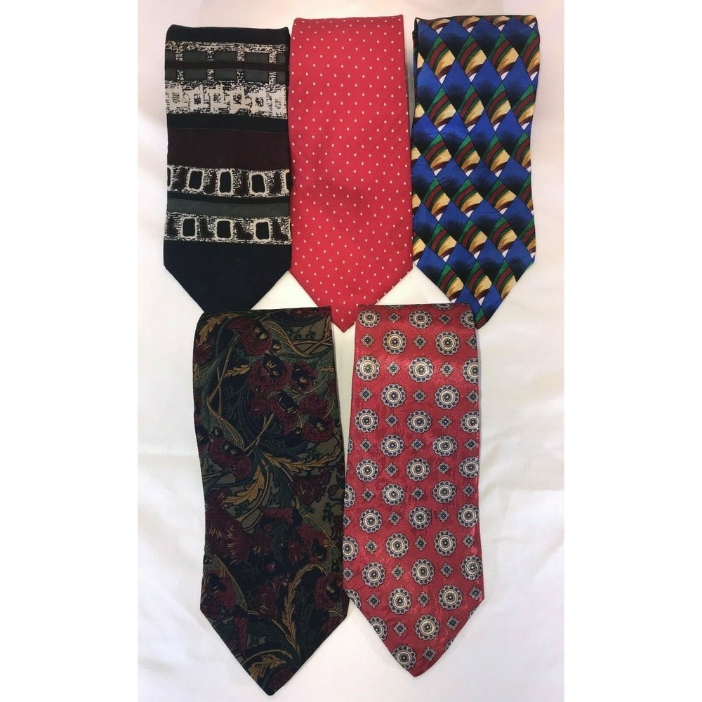 NOS Lot of 5 Men's Neck Ties - 56" Long - Surrey Stafford Jordache J. Garcia